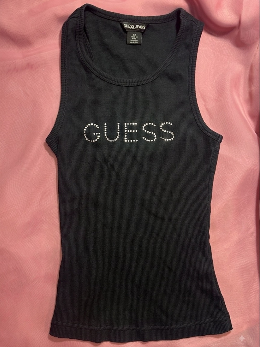 Vintage Guess Jeans rhinestone ribbed tank y2k mcbling